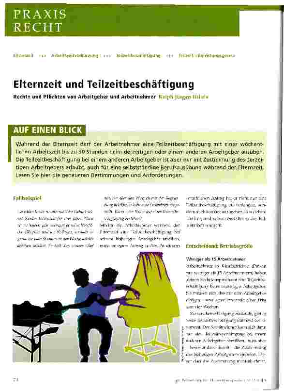 Vorschauseite 1: Elternzeit und Teilzeitbeschäftigung