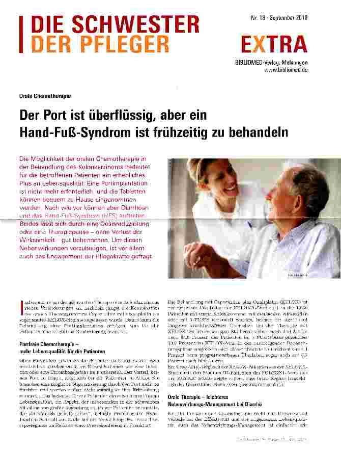 Vorschauseite 1: Der Port ist überflüssig, aber ein Hand-Fuß-Syndrom ist frühzeitig zu behandeln