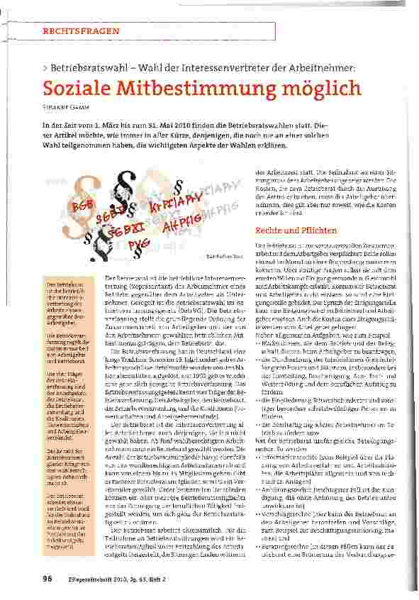 Vorschauseite 1: Soziale Mitbestimmung möglich