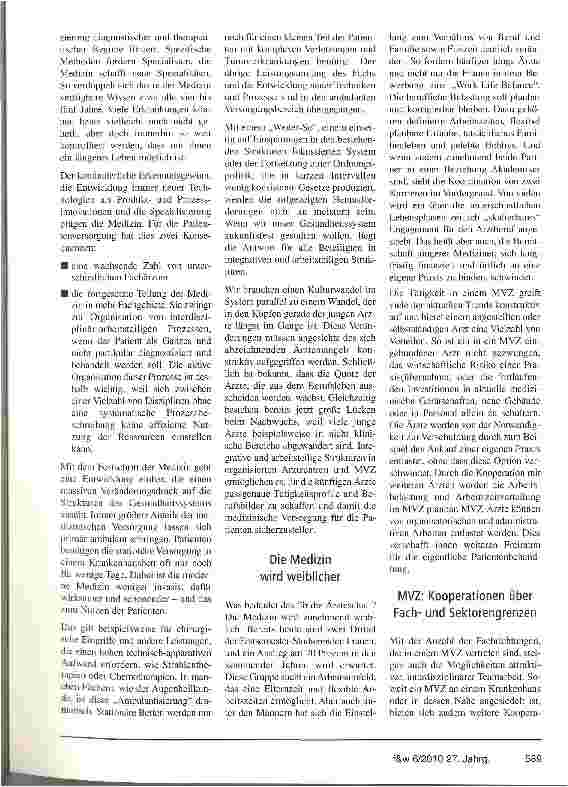 Vorschauseite 2: Wir brauchen integrative und arbeitsteilige Strukturen