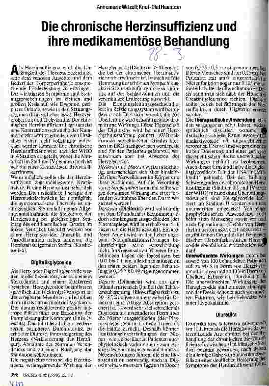 Vorschauseite 1: Die chronische Herzinsuffizienz und ihre medikamentöse Behandlung