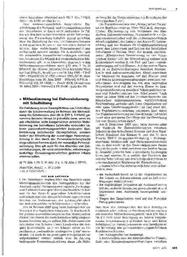 Vorschauseite 1: Mitbestimmung bei Zielvereinbarung mit Schulleitung