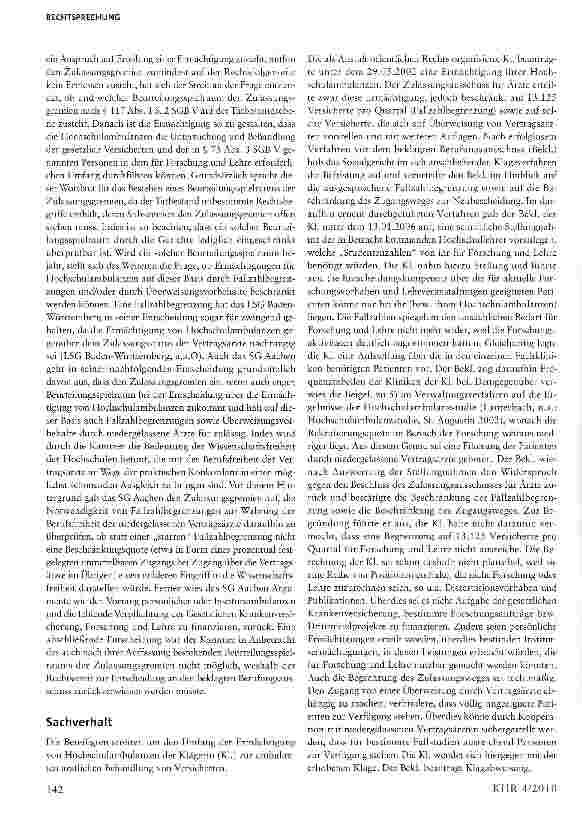 Vorschauseite 2: Inhalt und Grenzen des Beurteilungsspielraums der Zulassungsgremien bei der Ermächtigung von Hochschulambulanzen§ 117 Abs. l S. i, 2 SGB V, Art. 5 Abs. 3, Art. 12 Abs. i GG