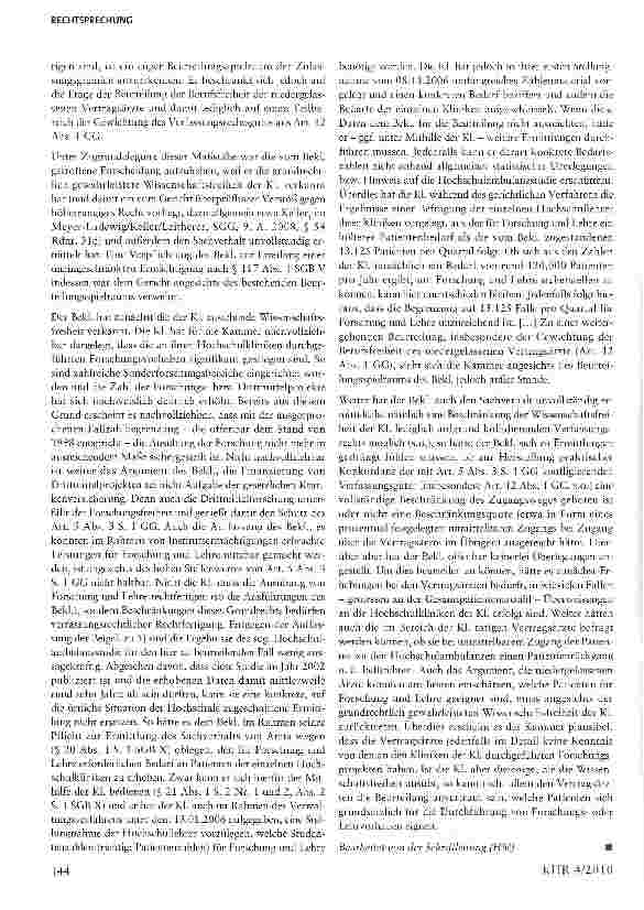Vorschauseite 4: Inhalt und Grenzen des Beurteilungsspielraums der Zulassungsgremien bei der Ermächtigung von Hochschulambulanzen§ 117 Abs. l S. i, 2 SGB V, Art. 5 Abs. 3, Art. 12 Abs. i GG