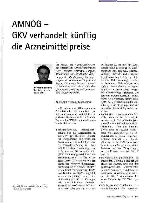 Vorschauseite 1: AMNOG -GKV verhandelt künftig die Arzneimittelpreise