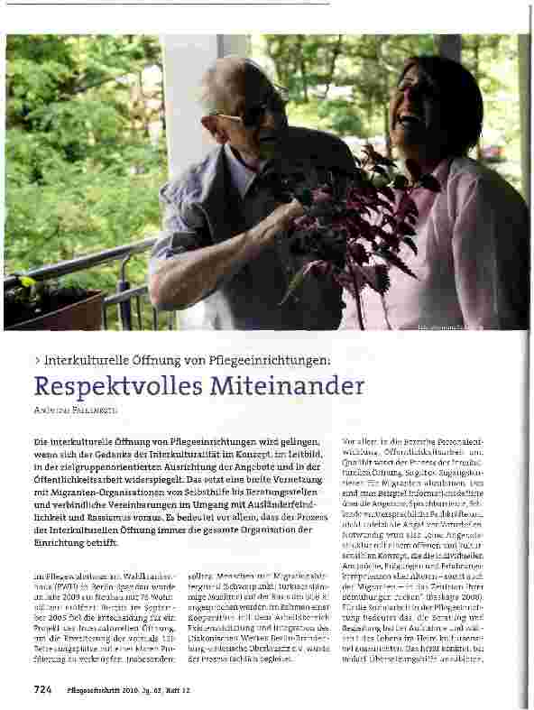 Vorschauseite 1: Interkulturelle Öffnung von Pflegeeinrichtungen:Respektvolles Miteinander