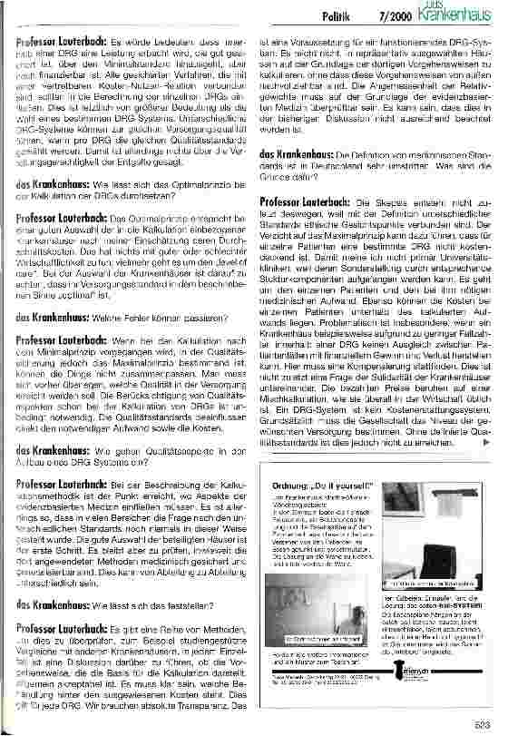 Vorschauseite 2: Qualitätssicherung in einem DRG-System Interview mit Karl Lauterbach
