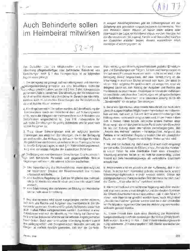 Vorschauseite 1: Auch Behinderte sollen im Heimbeirat mitwirken