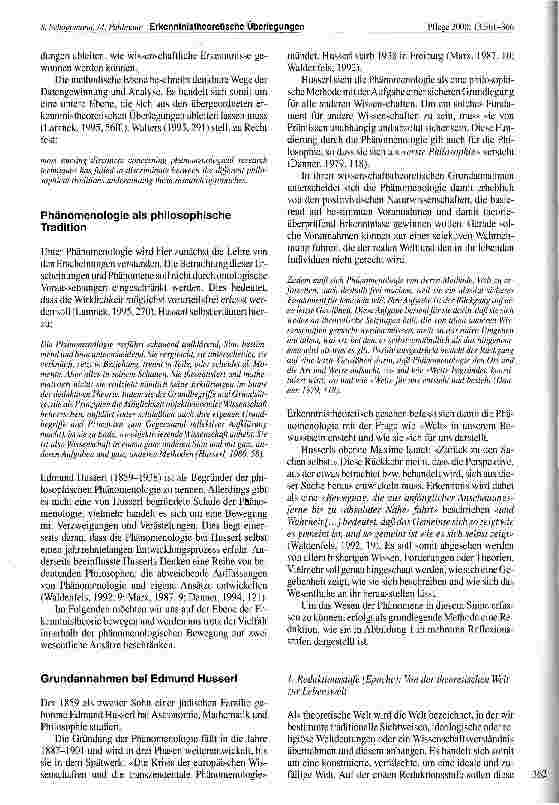 Vorschauseite 2: Erkenntnistheoretische Überlegungen zur phänomenologischen Pflegeforschung