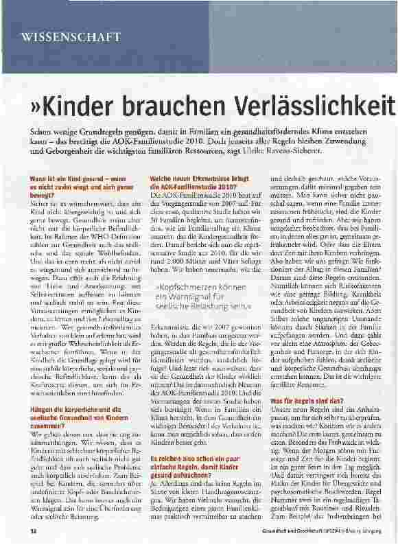 Vorschauseite 1: Kinder brauchen Verlässlichkeit und Fürsorge