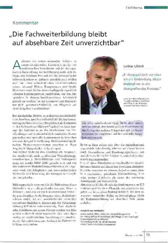 Vorschauseite 1: Die Fachweiterbildung bleibt auf absehbare Zeit unverzichtbar
