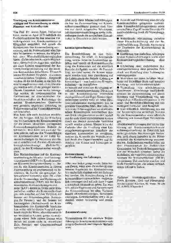 Vorschauseite 2: Weiterführende Maßnahmen für das betriebliche Rechnungswesen in den österreichischenKrankenanstalten