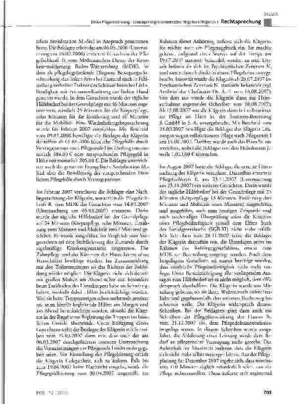 Vorschauseite 2: Soziale Pflegeversicherung - Leistungen wegen vollstationärer Pflege nach Pflegestufe ISGBX§48Abs. 1 Satz1;SGBXI § 14 Abs. 1, §15 Abs. 1 Satz 1 Nr. 1, § 43 Abs. 2 Satz 2 Nr. 1