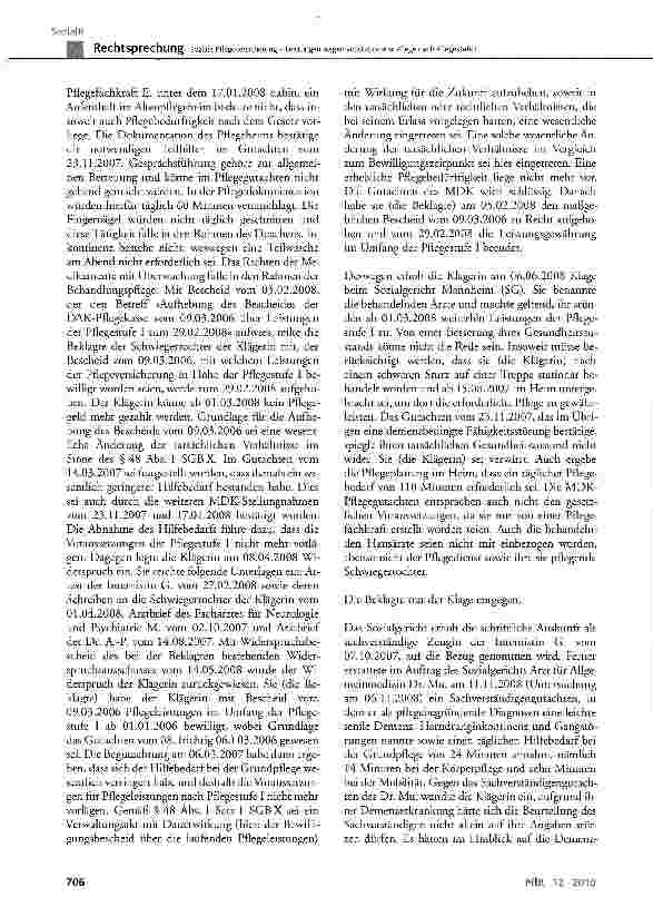 Vorschauseite 3: Soziale Pflegeversicherung - Leistungen wegen vollstationärer Pflege nach Pflegestufe ISGBX§48Abs. 1 Satz1;SGBXI § 14 Abs. 1, §15 Abs. 1 Satz 1 Nr. 1, § 43 Abs. 2 Satz 2 Nr. 1