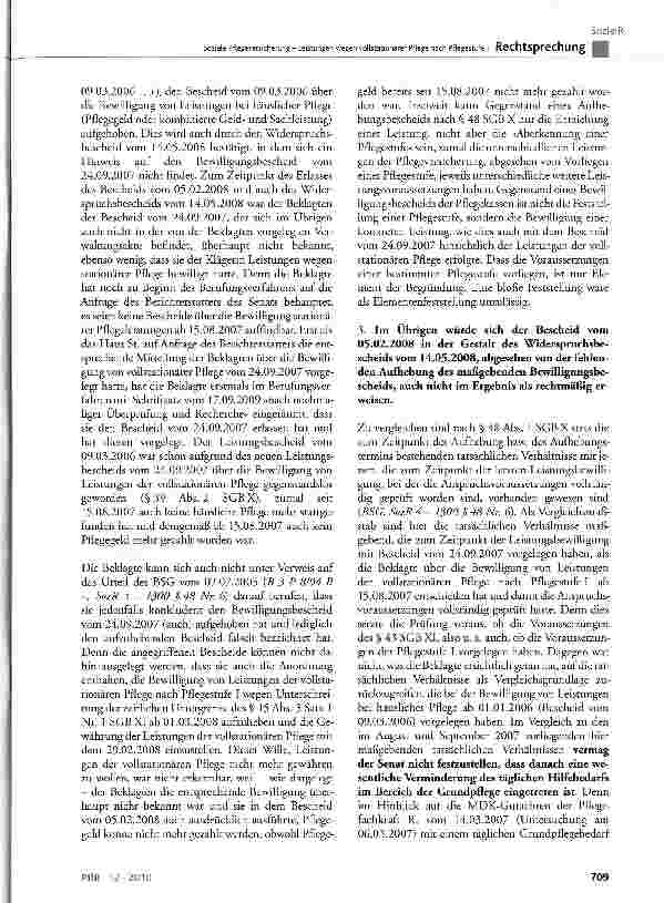 Vorschauseite 6: Soziale Pflegeversicherung - Leistungen wegen vollstationärer Pflege nach Pflegestufe ISGBX§48Abs. 1 Satz1;SGBXI § 14 Abs. 1, §15 Abs. 1 Satz 1 Nr. 1, § 43 Abs. 2 Satz 2 Nr. 1