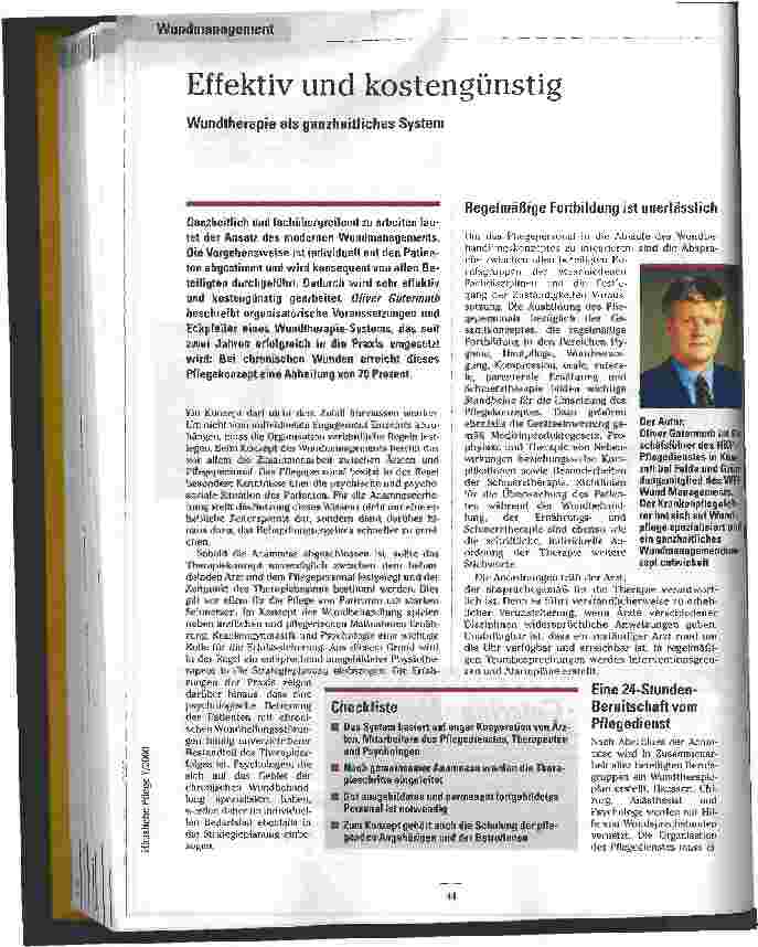 Vorschauseite 1: Effektiv und kostengünstig Wundtherapie als ganzheitliches System