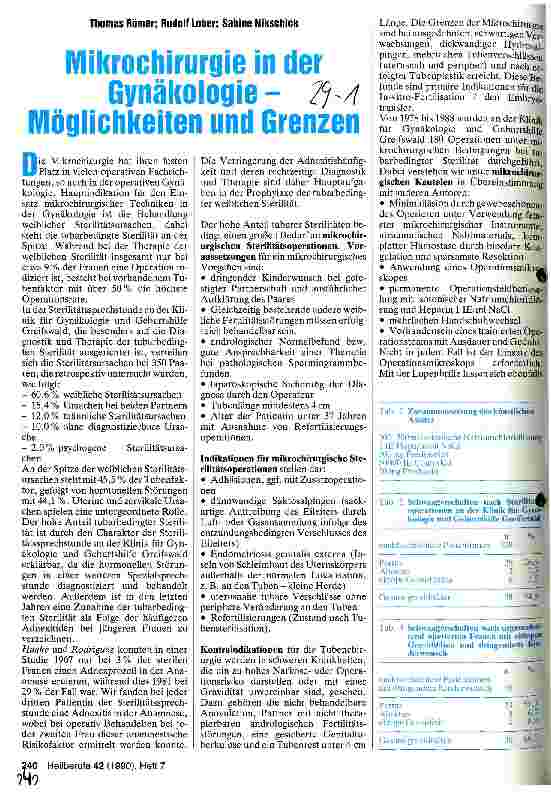 Vorschauseite 1: Mikrochirurgie in der Gynäkologie - Möglichkeiten und Grenzen
