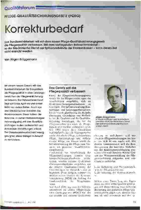 Vorschauseite 1: Korrekturbedarf Pflege-Qualitätssicherungsgesetz (PQSG)