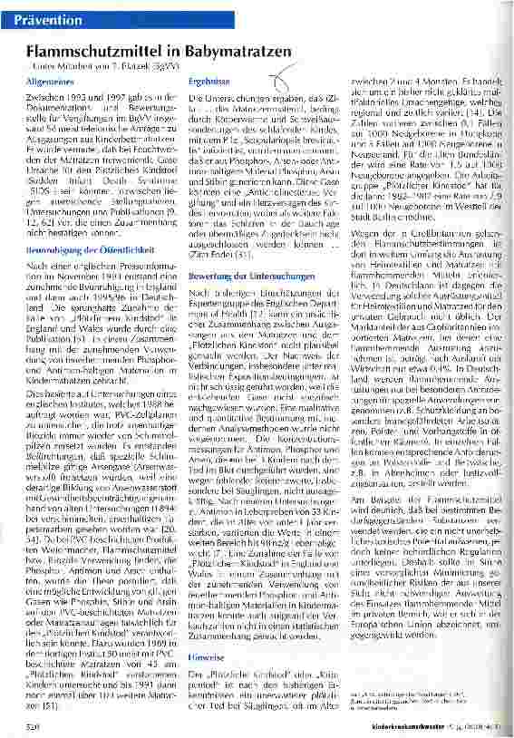 Vorschauseite 1: Flammschutzmittel in Babymatratzen