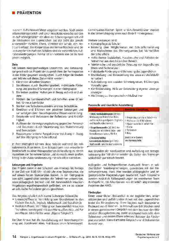 Vorschauseite 3: Ergotherapie in einem Projekt für Schulverweigerer