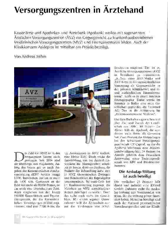 Vorschauseite 1: Versorgungszentren in Ärztehand