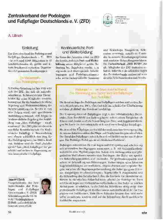 Vorschauseite 1: Zentralverband der Podologen und Fußpfleger Deutschlands e. V. (ZFD)