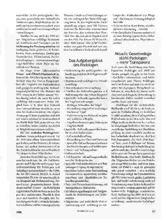 Vorschauseite 2: Zentralverband der Podologen und Fußpfleger Deutschlands e. V. (ZFD)