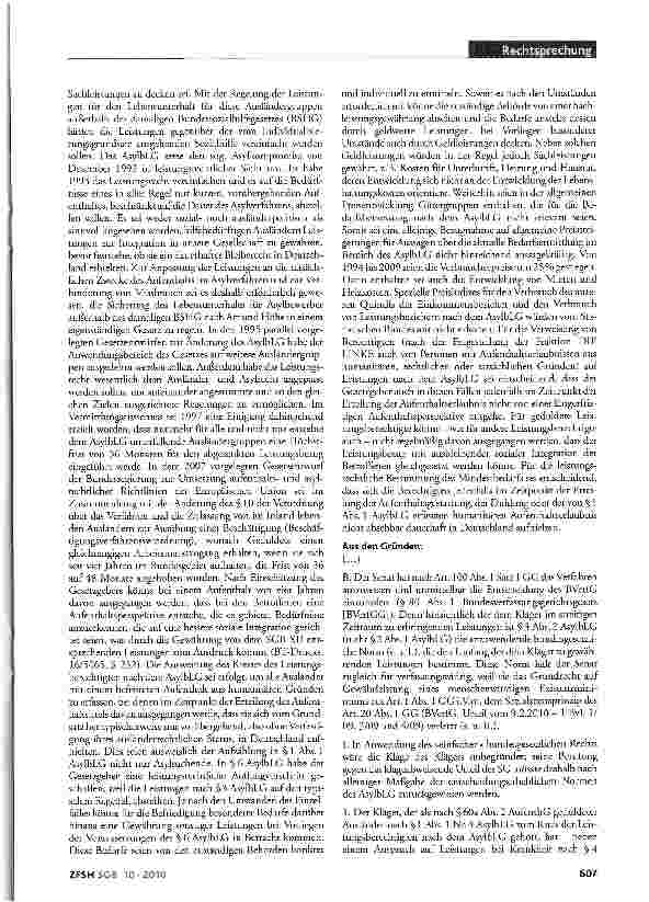 Vorschauseite 4: Verfassungswidrigkeit der Grundleistungen für Asylbewerber; evident unzureichende Leistungen zur Gewährleistung einer menschenwürdigen Existenz; fehlende verfassungsgemäße Methode…
