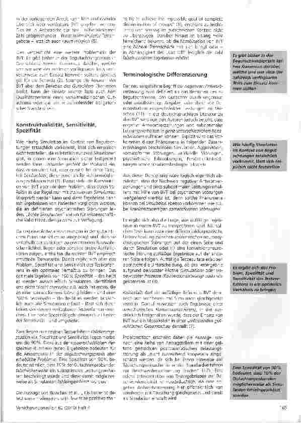 Vorschauseite 3: Kritische Bestandsaufname zum Einsatz von Beschwerdenvalidierungstests in der psychiatrischen Begutachtung
