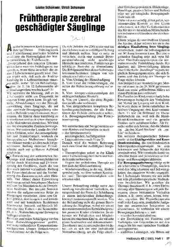 Vorschauseite 1: Frühtherapie zerebral geschädigter Säuglinge