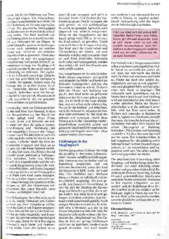 Vorschauseite 2: Die psychosoziale Entwicklung des Kindes während Schwangerschaft, Geburt und früher Kindheit