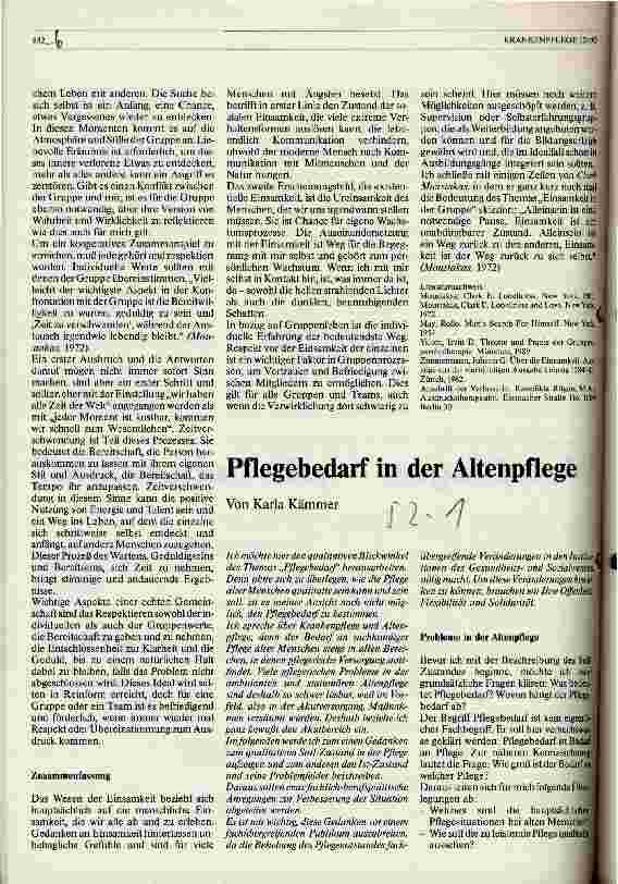 Vorschauseite 1: Pflegebedarf in der Altenpflege