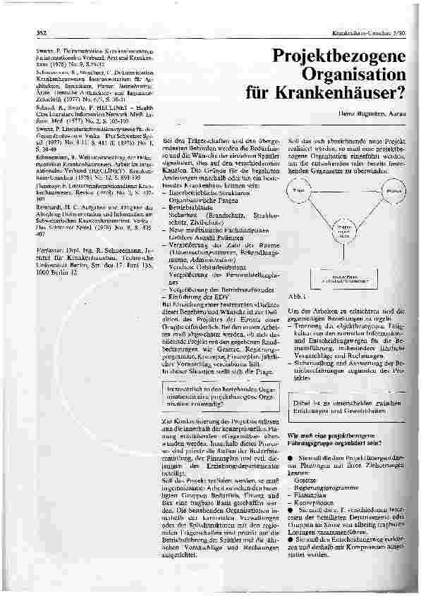 Vorschauseite 1: Projektbezogene Organisation für Krankenhäuser?