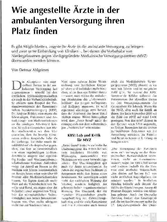 Vorschauseite 1: Wie angestellte Ärzte in der ambulanten Versorgung ihren Platz finden