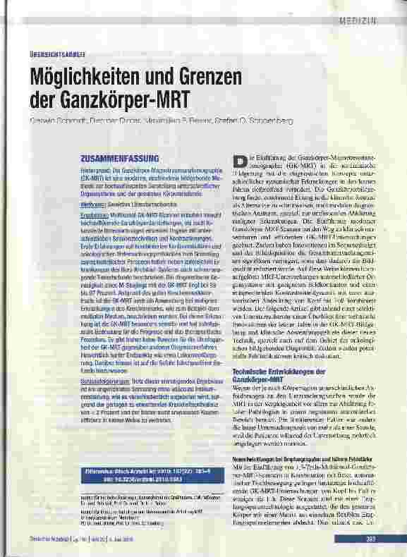 Vorschauseite 1: Möglichkeiten und Grenzen der Ganzkörper-MRT