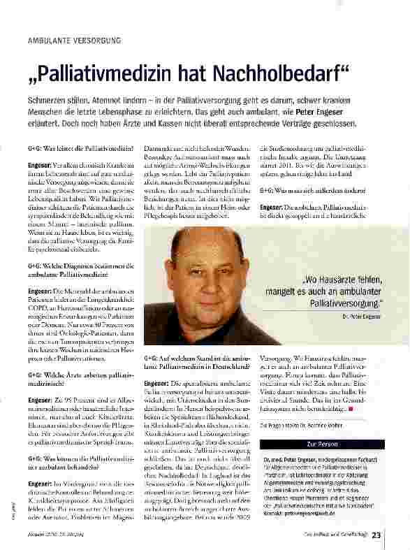 Vorschauseite 1: Palliativmedizin hat Nachholbedarf