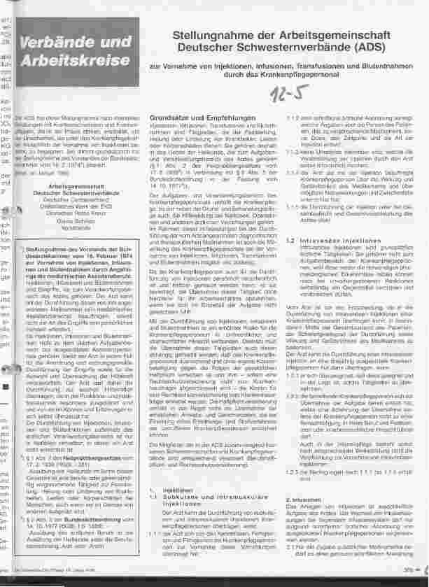 Vorschauseite 1: Stellungnahme der Arbeitsgemeinschaft Deutscher Schwesternverbände ( ADS )