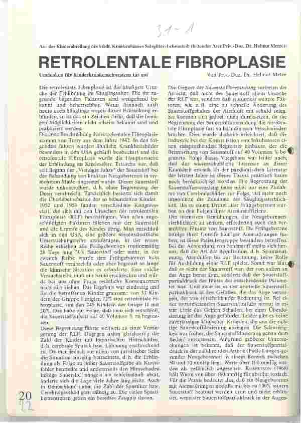 Vorschauseite 1: Retrolintale Fibroplasie