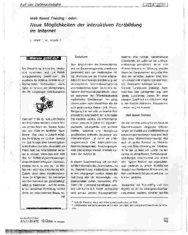Vorschauseite 1: Web Based Training - oder: Neue Möglichkeiten der interaktiven Forthiidung im Internet