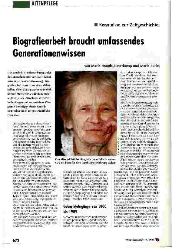 Vorschauseite 1: Biografiearbeit braucht umfassendes Generationenwissen
