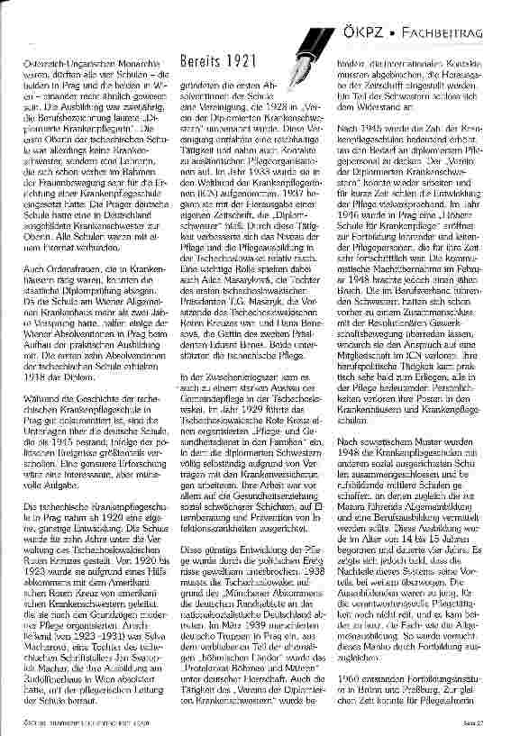 Vorschauseite 4: Zur Geschichte der Pflege in der heutigen Tschechischen Republik Beim 3. Internationalen Kongress