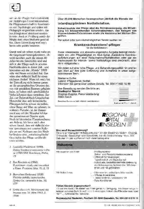 Vorschauseite 5: Zur Geschichte der Pflege in der heutigen Tschechischen Republik Beim 3. Internationalen Kongress