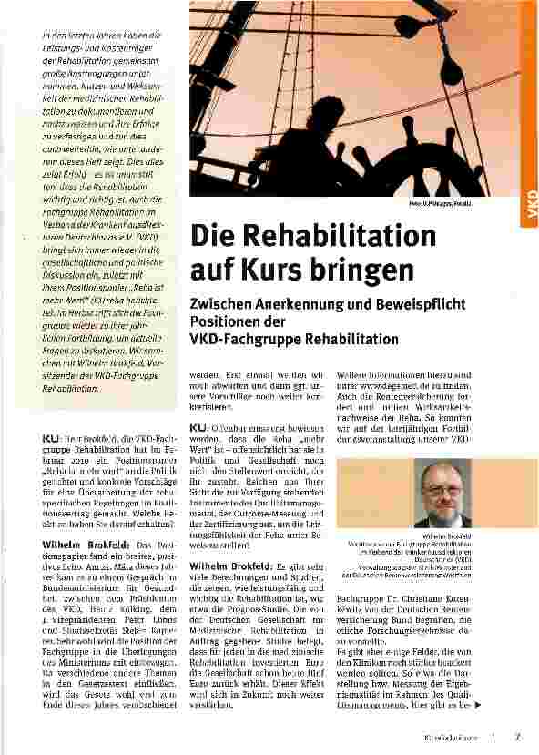Vorschauseite 1: Die Rehabilitation auf Kurs bringen
