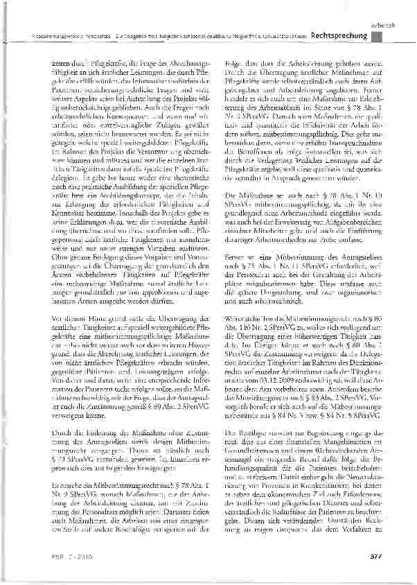 Vorschauseite 3: Mitbestimmungsrechte des Personalrats - Zur Delegation ärztlicher Tätigkeiten auf speziell qualifizierte Pflegekräfte eines Universitätsklinikums