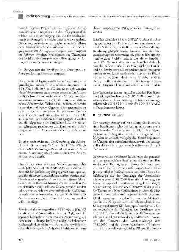 Vorschauseite 4: Mitbestimmungsrechte des Personalrats - Zur Delegation ärztlicher Tätigkeiten auf speziell qualifizierte Pflegekräfte eines Universitätsklinikums