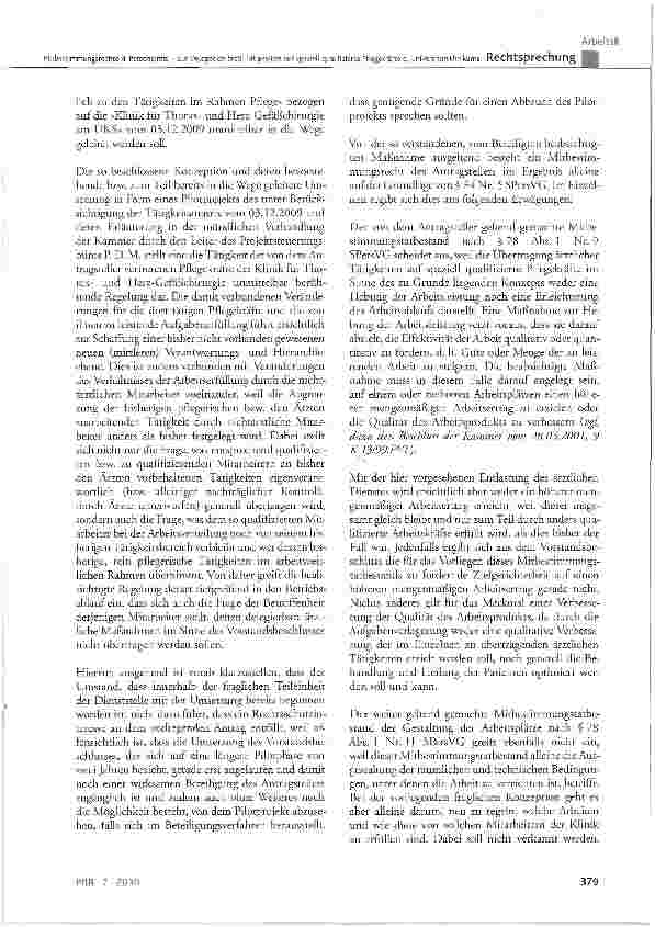 Vorschauseite 5: Mitbestimmungsrechte des Personalrats - Zur Delegation ärztlicher Tätigkeiten auf speziell qualifizierte Pflegekräfte eines Universitätsklinikums