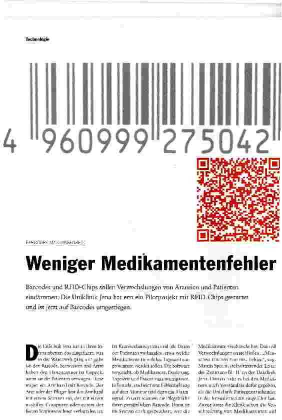 Vorschauseite 1: Weniger Medikamentenfehler