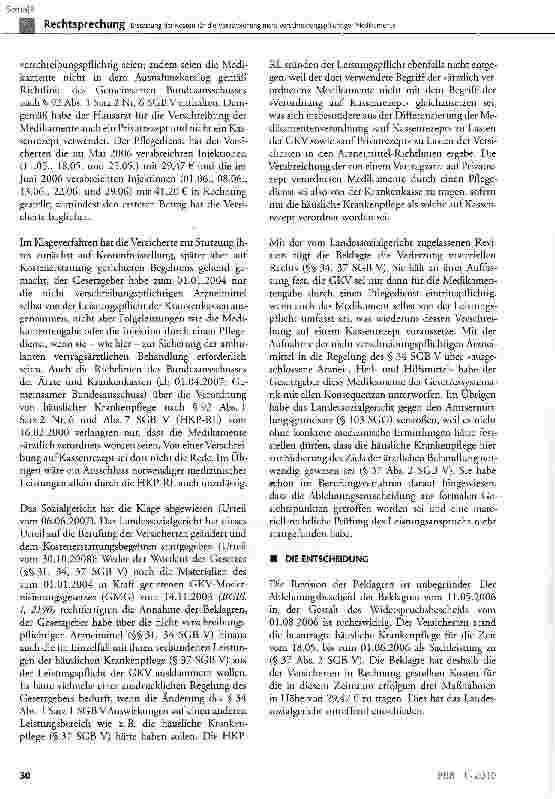 Vorschauseite 3: Erstattung der Kosten für die Verabreichung nicht verschreibungspflichtiger Medikamente mittels intramuskulärer Injektionen