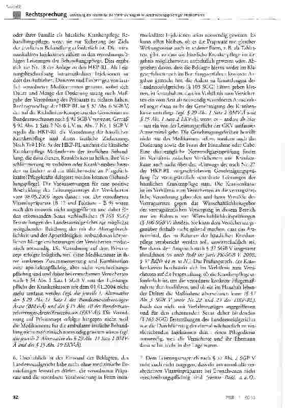 Vorschauseite 5: Erstattung der Kosten für die Verabreichung nicht verschreibungspflichtiger Medikamente mittels intramuskulärer Injektionen