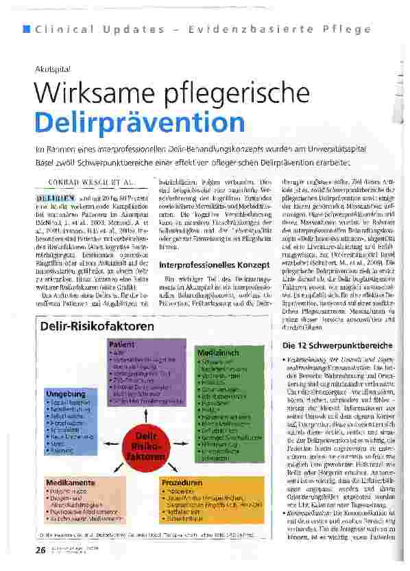 Vorschauseite 1: Wirksame pflegerische Delirprävention